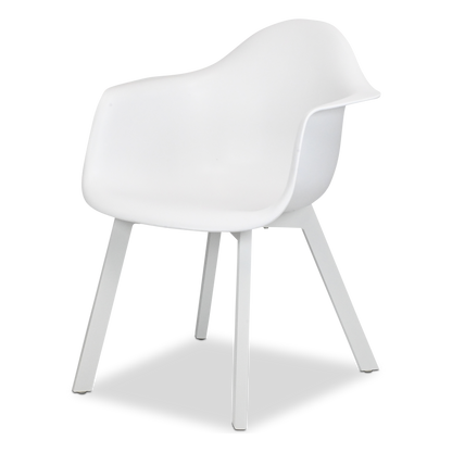 FLOOR STOCK - Noosa UV Plastic Outdoor Chair (PP) in Arctic White with Aluminium Legs