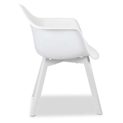 FLOOR STOCK - Noosa UV Plastic Outdoor Chair (PP) in Arctic White with Aluminium Legs