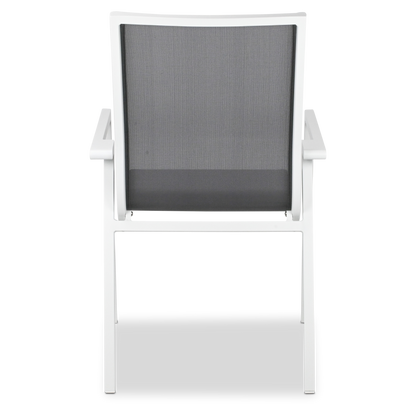 Maldives Sling Dining Chair in Grey Textilene Fabric and Arctic White Frame