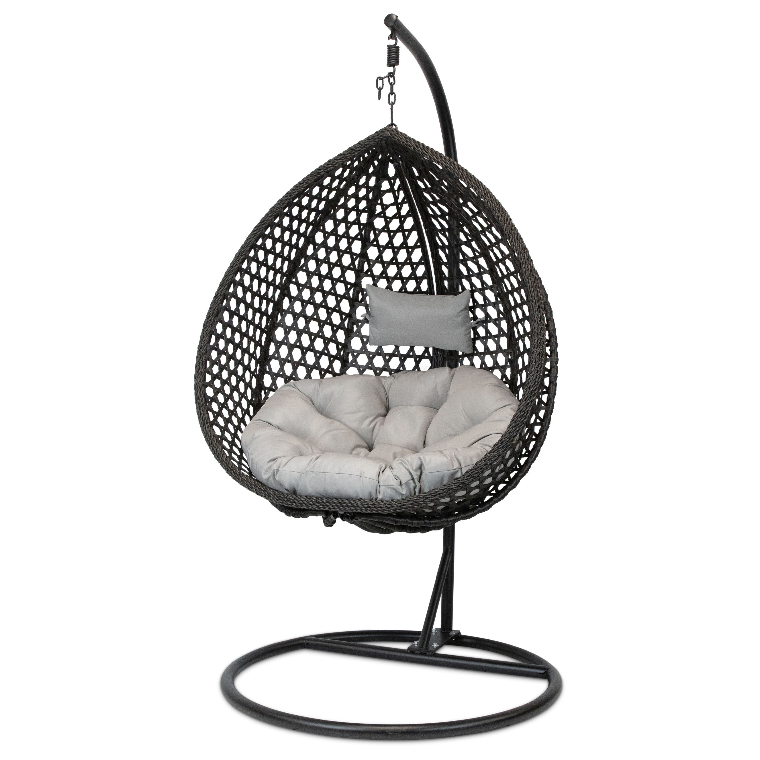 Elements Hanging Pod in Black Wash Rattan and Charcoal SpunPoly Cushion