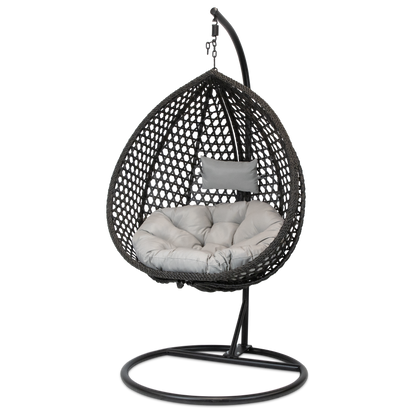 Elements Hanging Pod in Black Wash Rattan and Charcoal SpunPoly Cushion