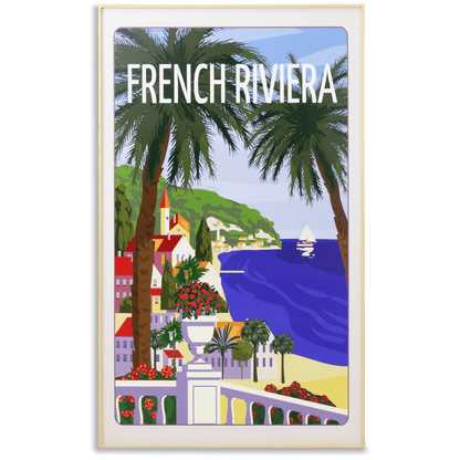 French Riviera - 60 x 100cm Outdoor UV Wall Art with Beech Aluminium Frame