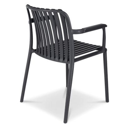 Salerno UV Polypropylene Premium Dining Chair with Arm in Gunmetal