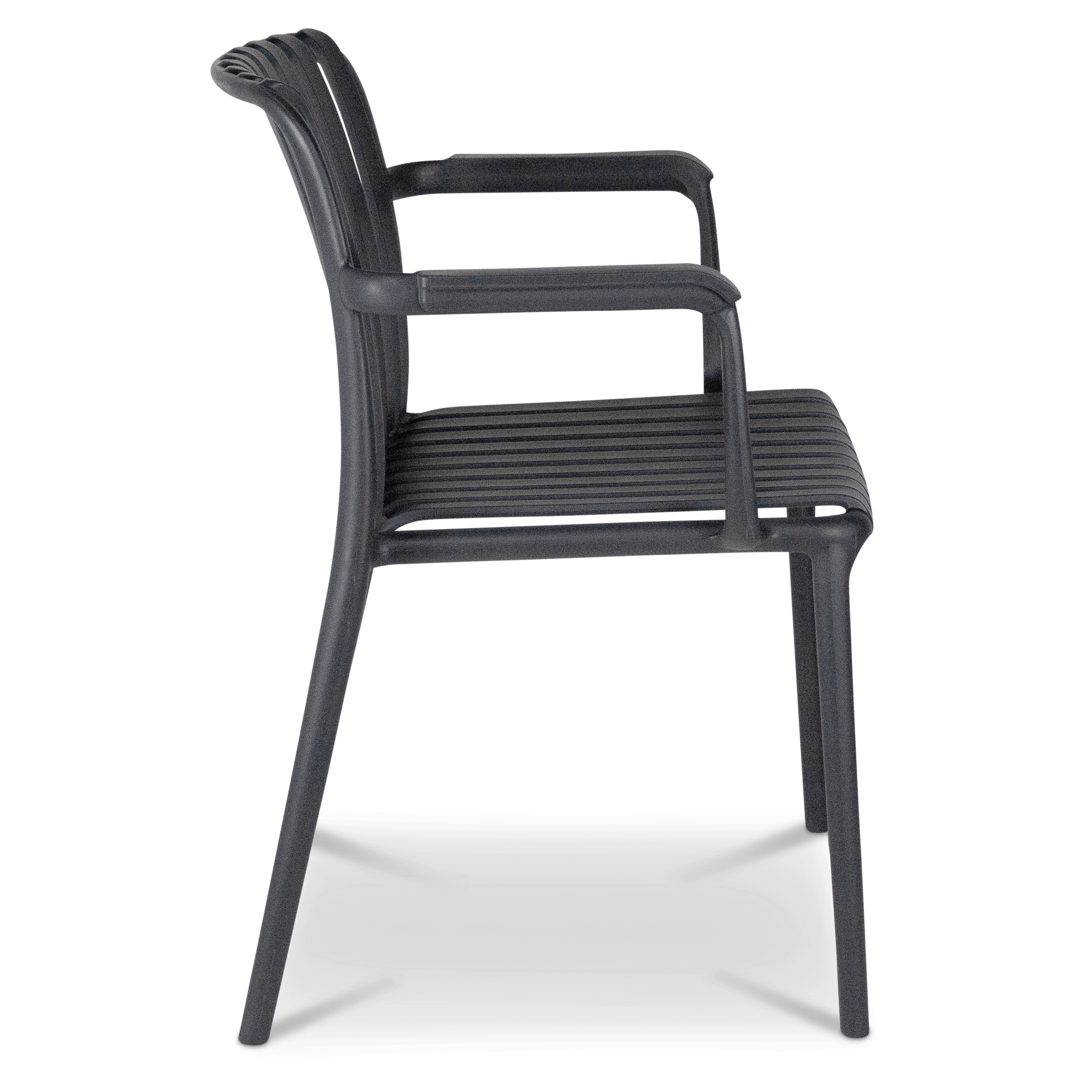 Salerno UV Polypropylene Premium Dining Chair with Arm in Gunmetal