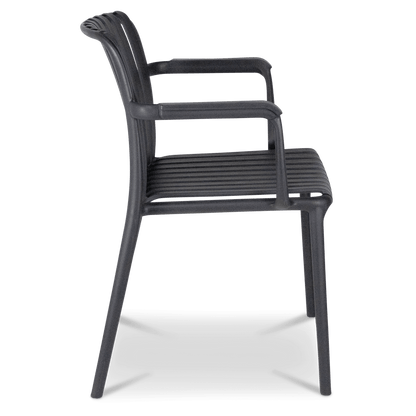 Salerno UV Polypropylene Premium Dining Chair with Arm in Gunmetal