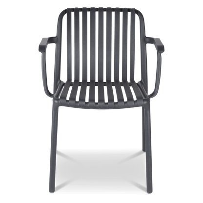 Salerno UV Polypropylene Premium Dining Chair with Arm in Gunmetal