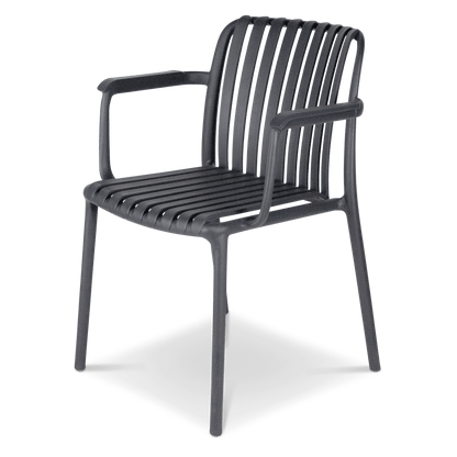 Salerno UV Polypropylene Premium Dining Chair with Arm in Gunmetal