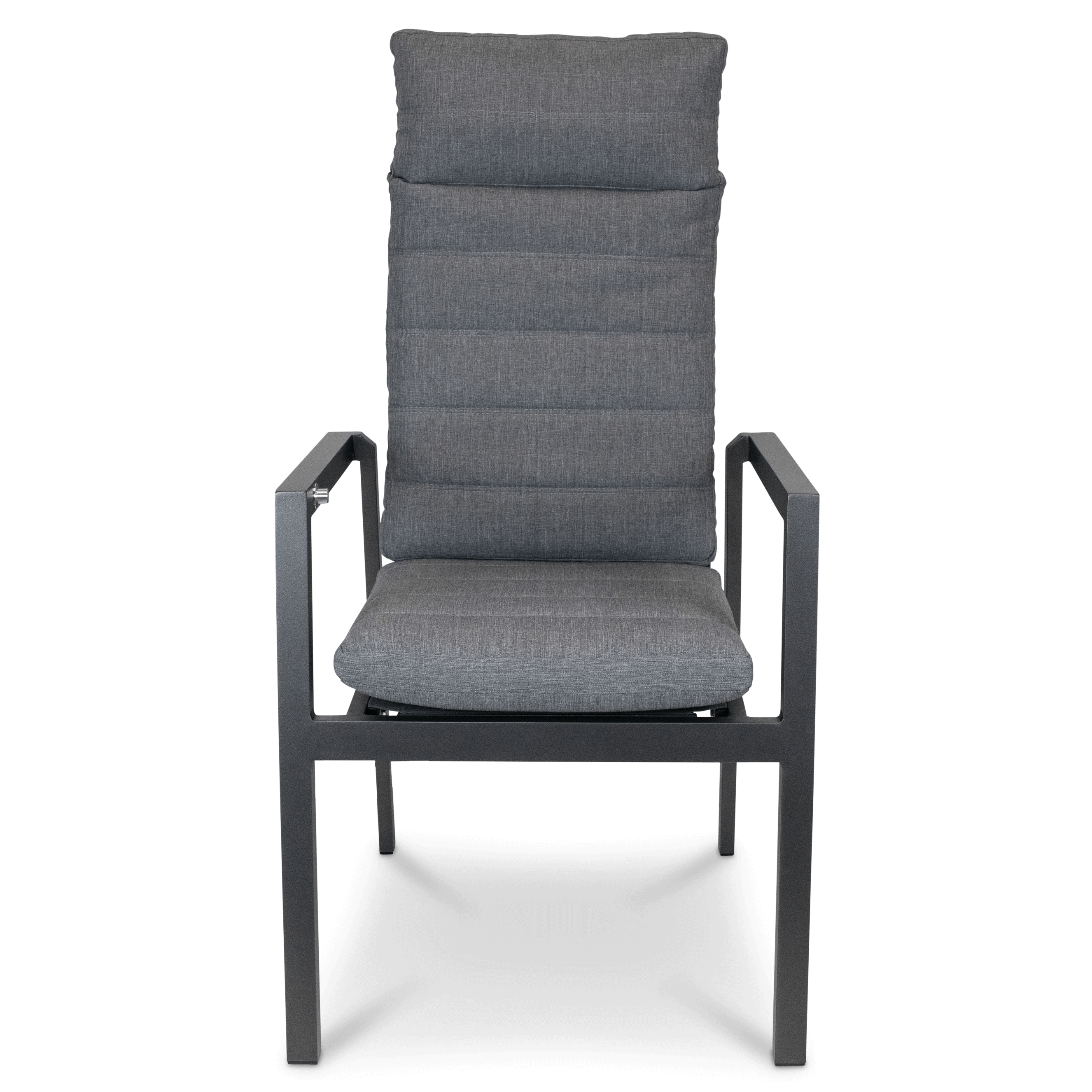 San Sebastian Reclining Dining Chair in Gunmetal and Platinum Olefin Cushions