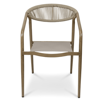 Amalfi Dining Chair in Eco Olefin Rope, Aluminium Frame and Taupe Textilene