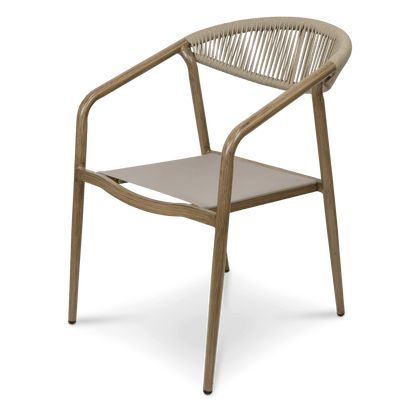 Amalfi Dining Chair in Eco Olefin Rope, Aluminium Frame and Taupe Textilene