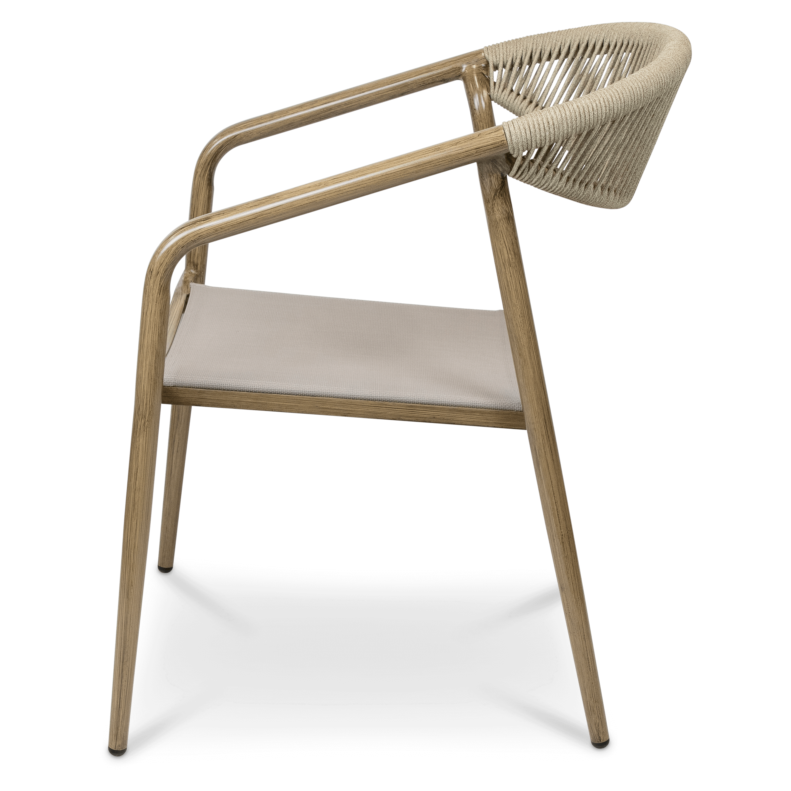 Amalfi Dining Chair in Eco Olefin Rope, Aluminium Frame and Taupe Textilene