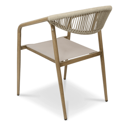 Amalfi Dining Chair in Eco Olefin Rope, Aluminium Frame and Taupe Textilene