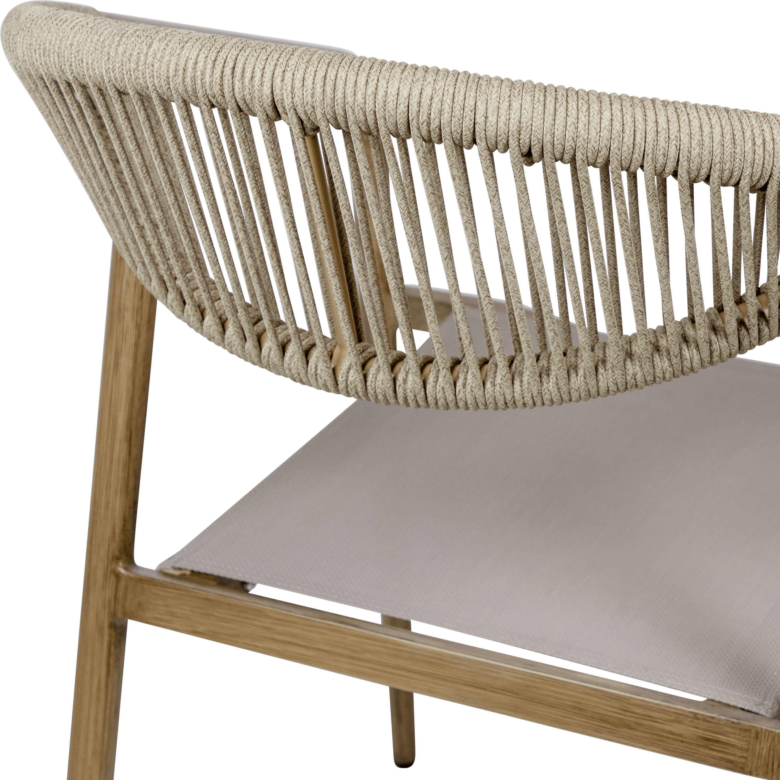 Amalfi Dining Chair in Eco Olefin Rope, Aluminium Frame and Taupe Textilene