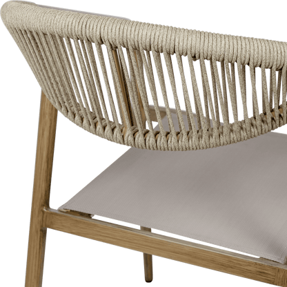 Amalfi Dining Chair in Eco Olefin Rope, Aluminium Frame and Taupe Textilene