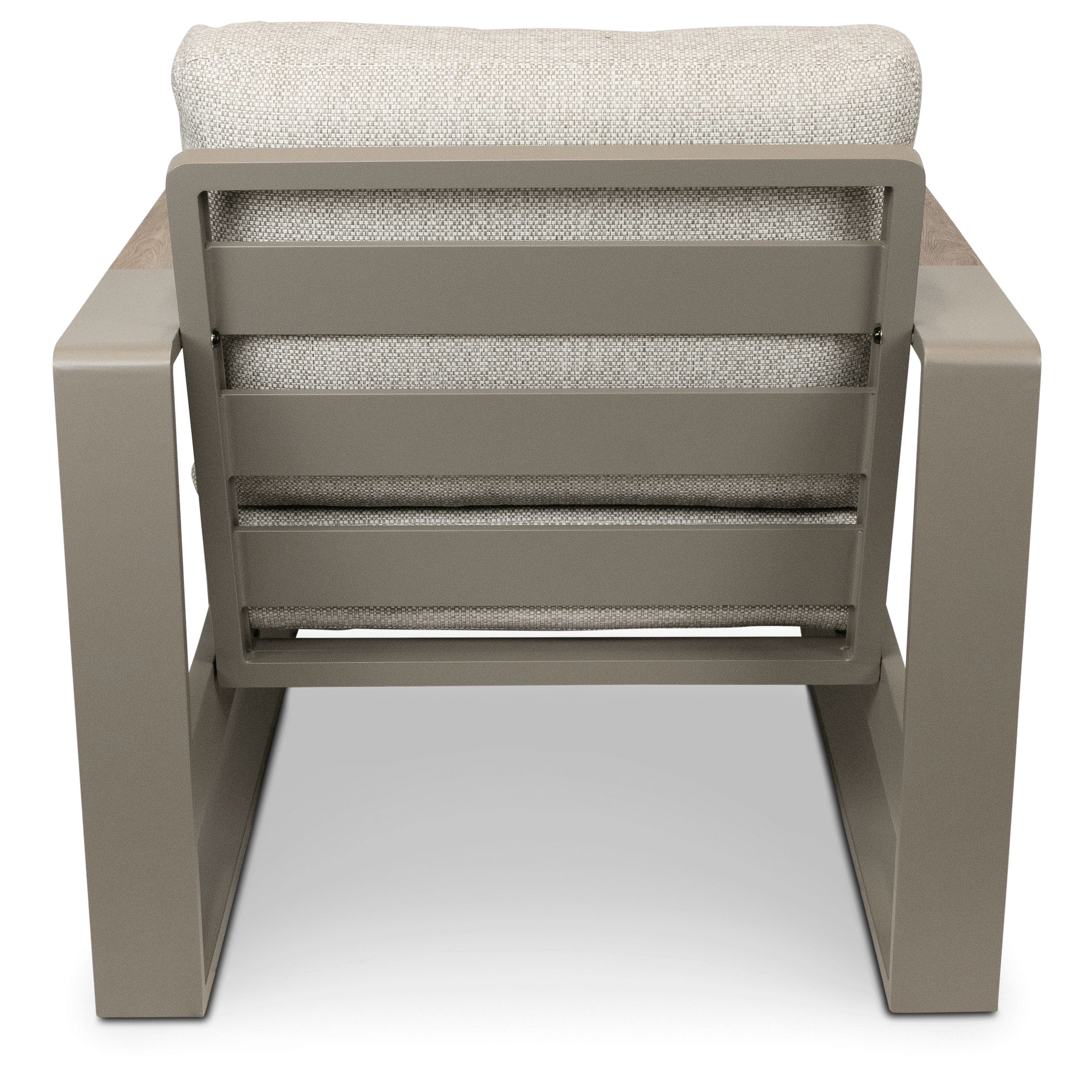 Positano 5 piece lounge in Taupe with Polywood Inset with Latte Check Spun Polyester Cushions