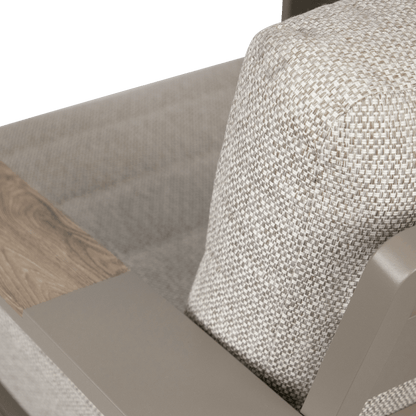 Positano 3 Seater in Taupe, Polywood Inset with Latte Check Spun Polyester Cushions