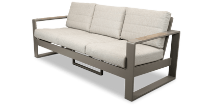 Positano 4 piece lounge in Taupe with Polywood Inset with Latte Check Spun Polyester Cushions