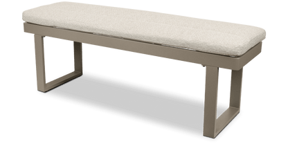 Positano Bench Seat in Taupe with Latte Check Spun Polyester Cushions