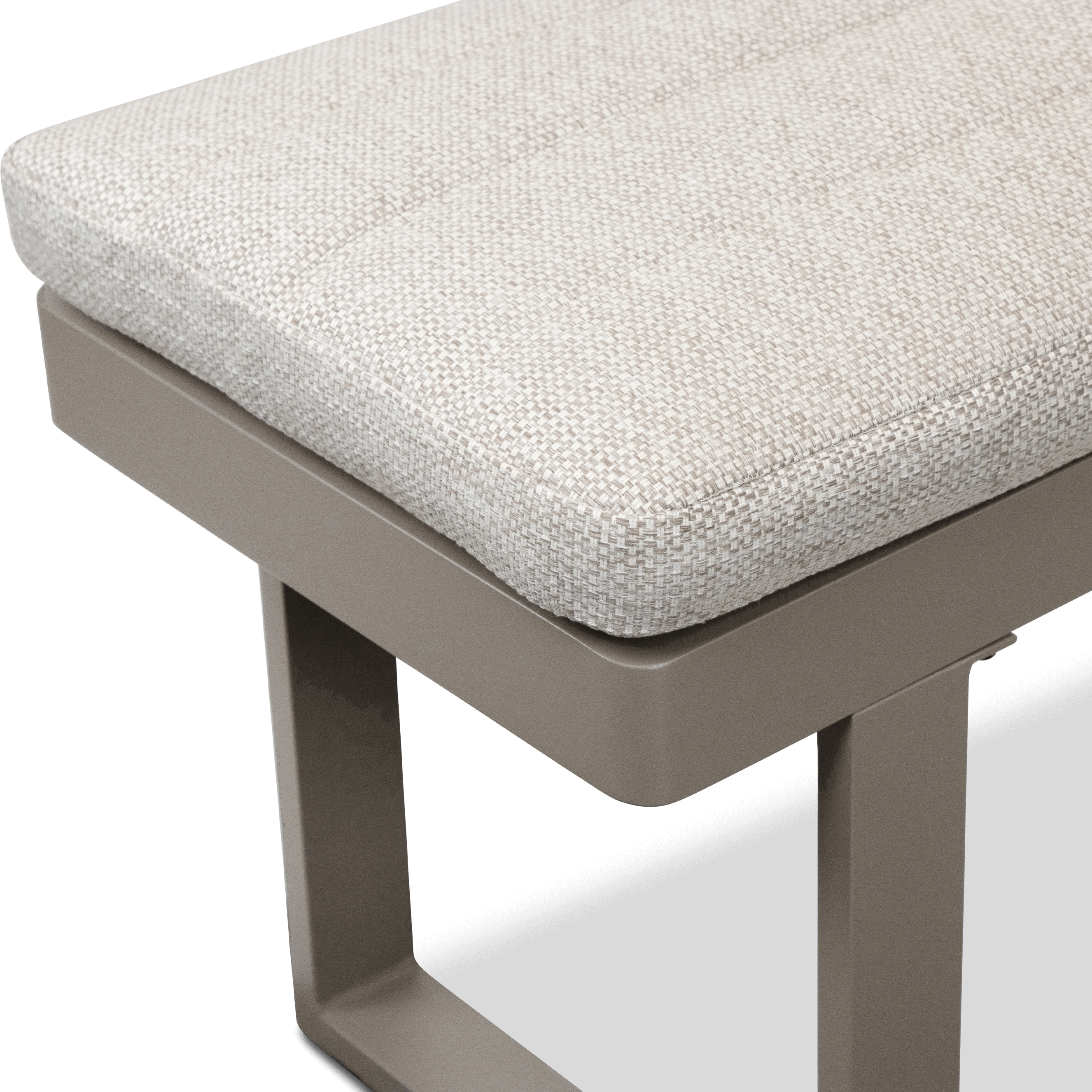 Positano Bench Seat in Taupe with Latte Check Spun Polyester Cushions