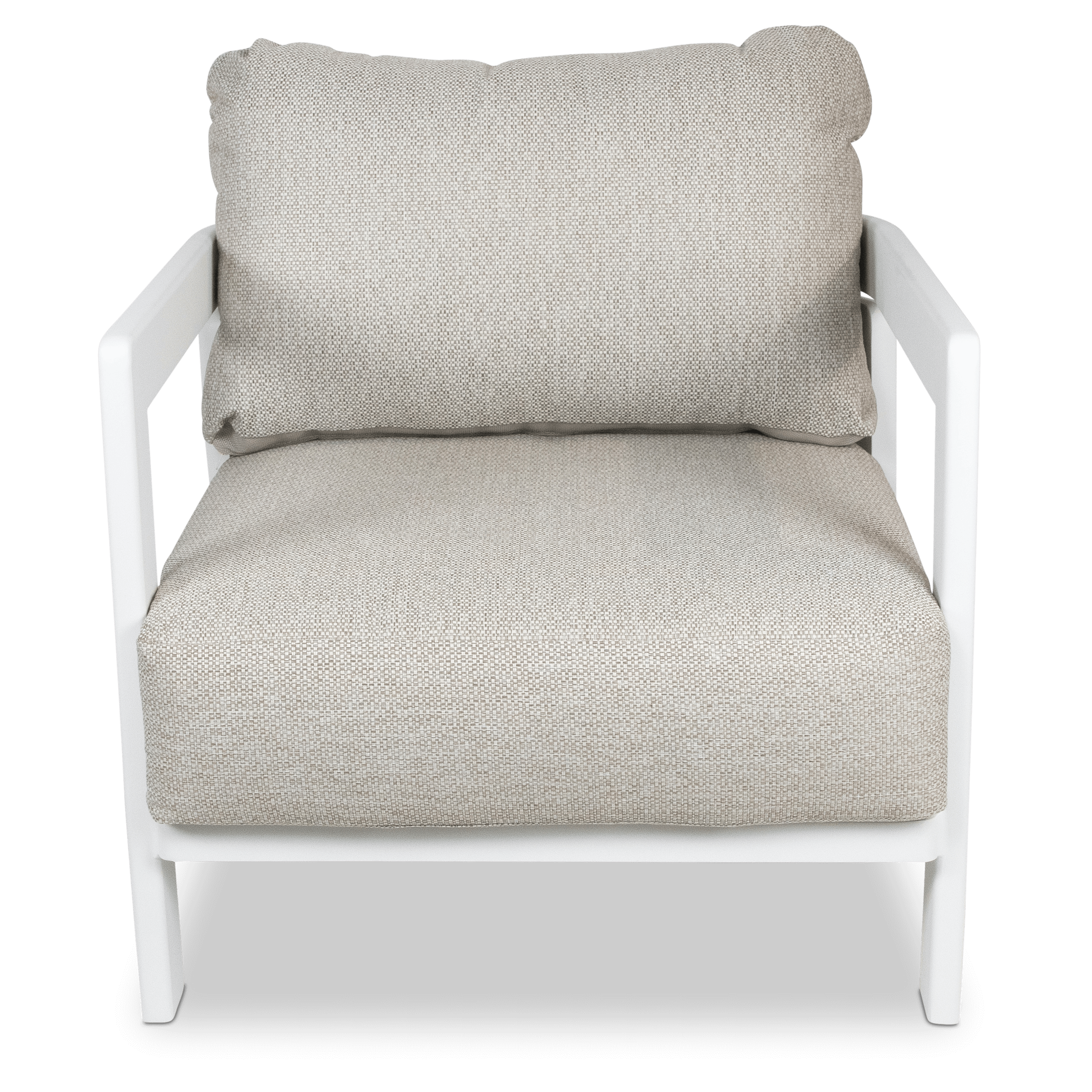 Escape Armchair in Arctic White with Latte Check Spun Polyester Cushions