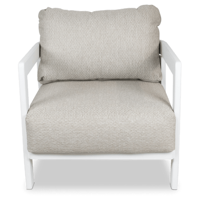 Escape Armchair in Arctic White with Latte Check Spun Polyester Cushions