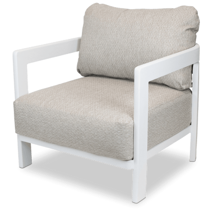 Escape Armchair in Arctic White with Latte Check Spun Polyester Cushions