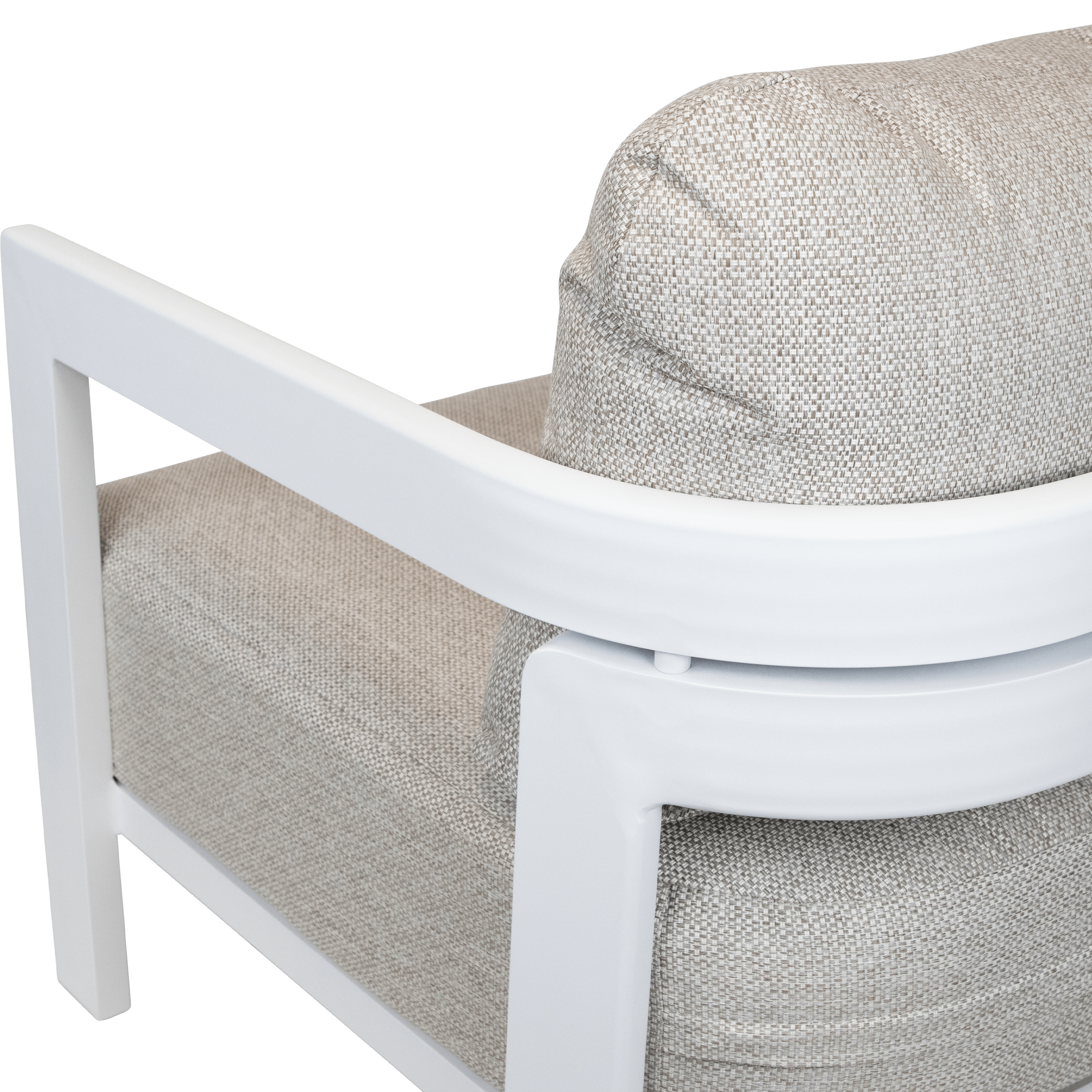 Escape 3 Seater in Arctic White with Latte Check Spun Polyester Cushions