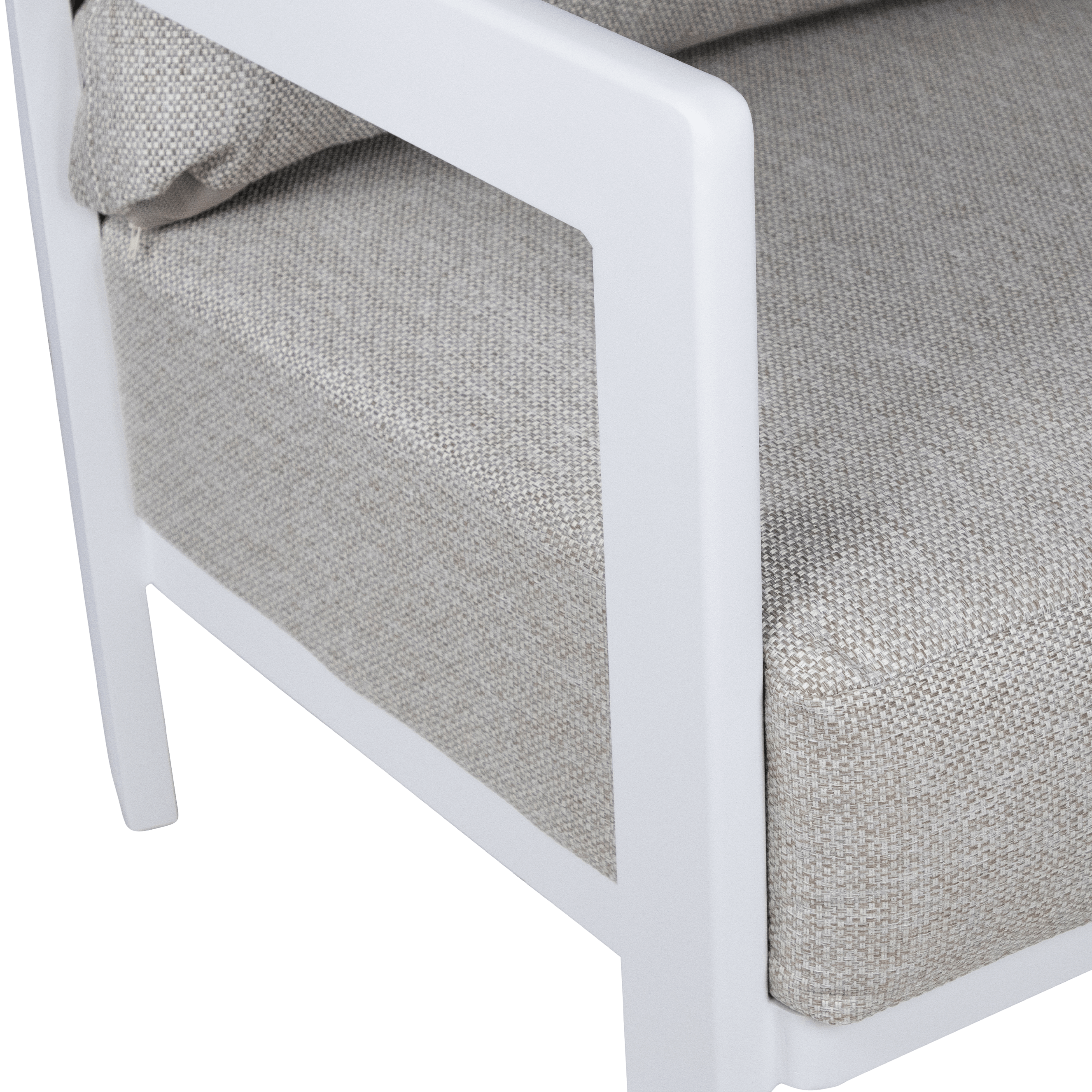 Escape Armchair in Arctic White with Latte Check Spun Polyester Cushions