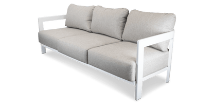 Escape 3 Seater, 2 x Armchair and Coffee Table in Arctic White with Latte Check Spun Polyester Cushions