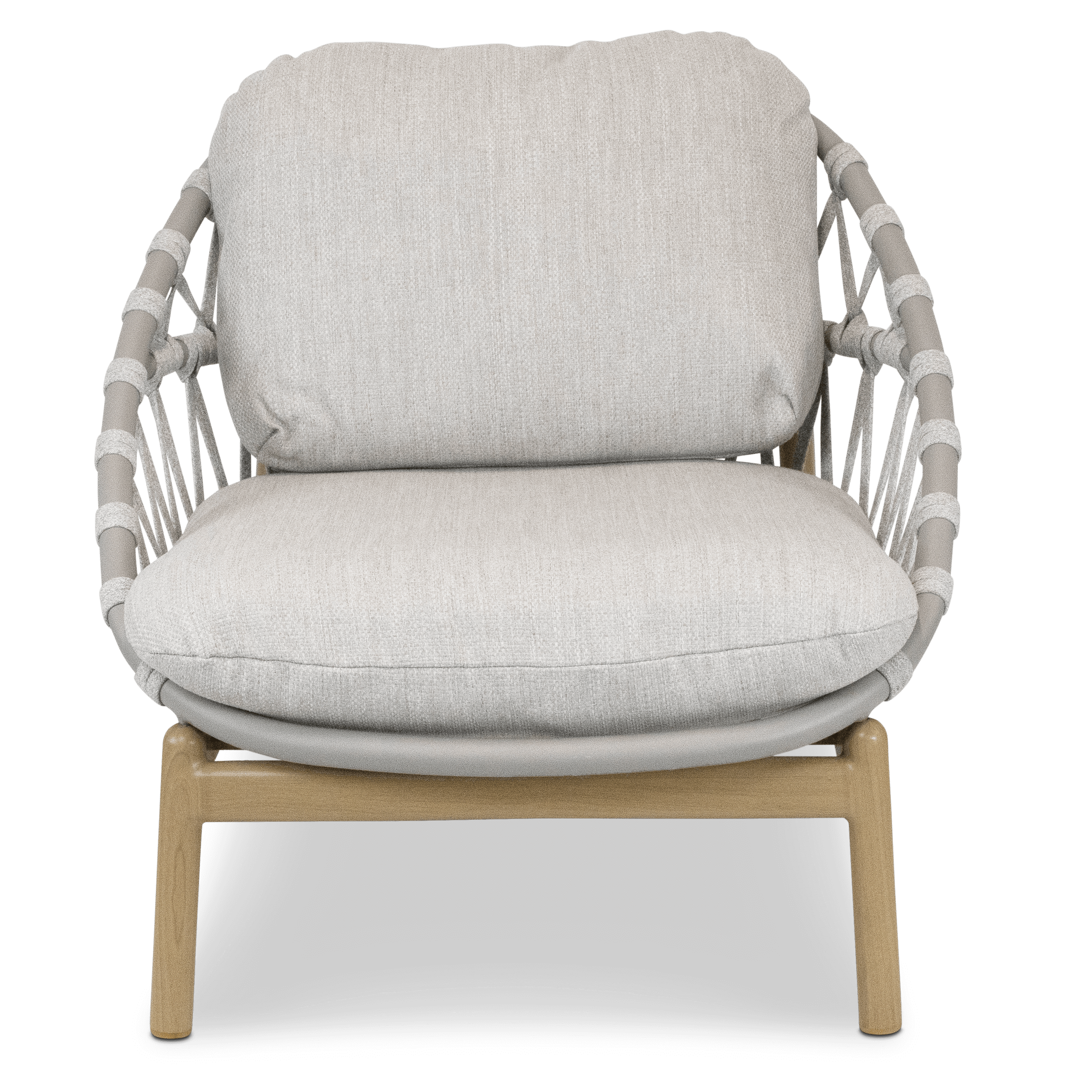 Siesta Armchair with Mist Olefin Rope, Icelandic Salt Cushions and Aluminium Frame