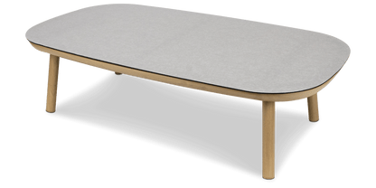 Siesta Coffee Table with Stone Finish Glass Top and Aluminium Frame