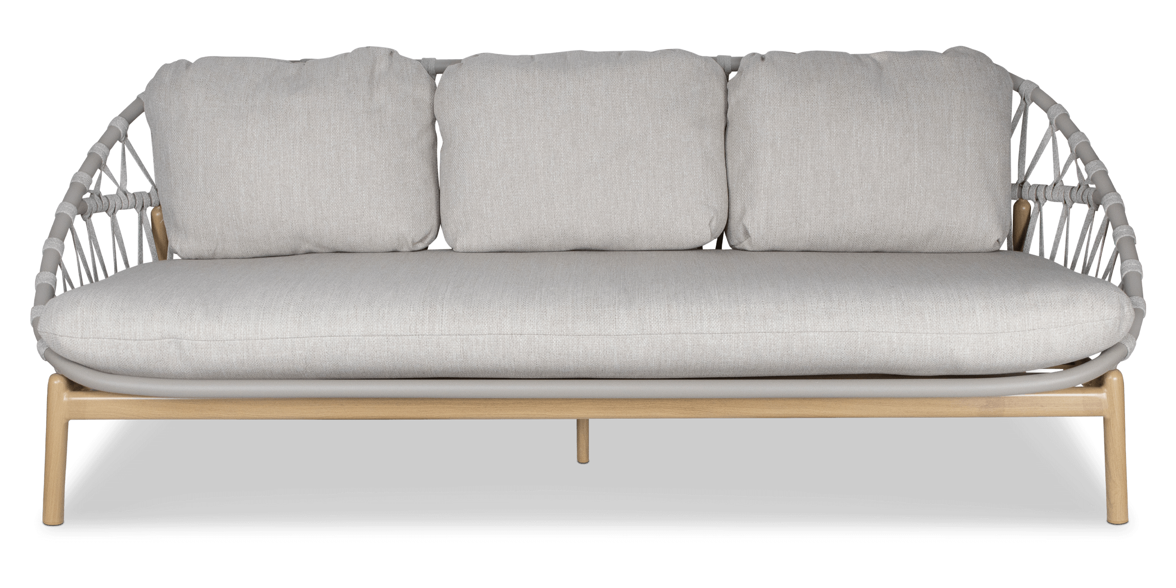 Siesta 3 Seater with Mist Olefin Rope, Icelandic Salt Cushions and Aluminium Frame