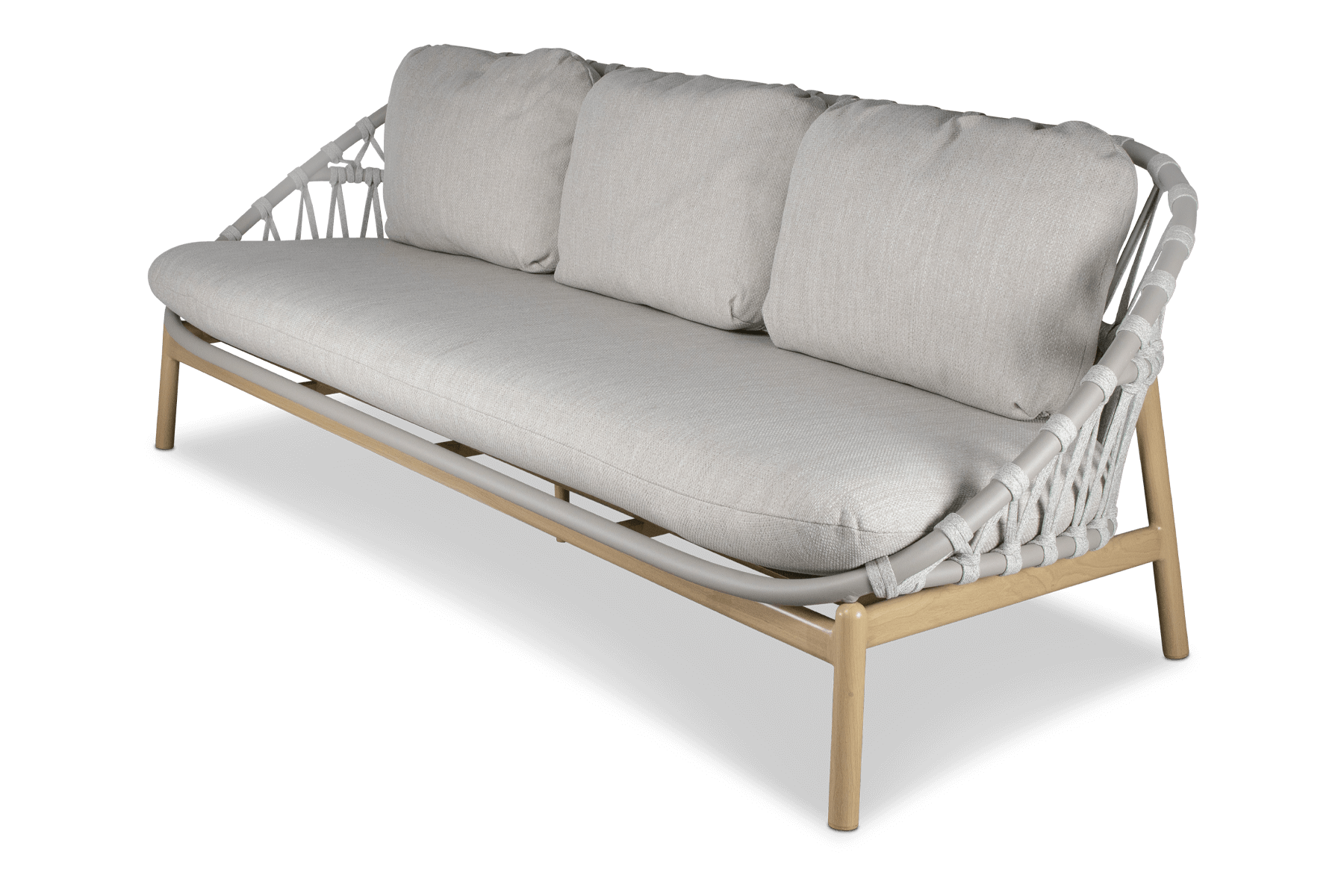 Siesta 3 Seater with Mist Olefin Rope, Icelandic Salt Cushions and Aluminium Frame