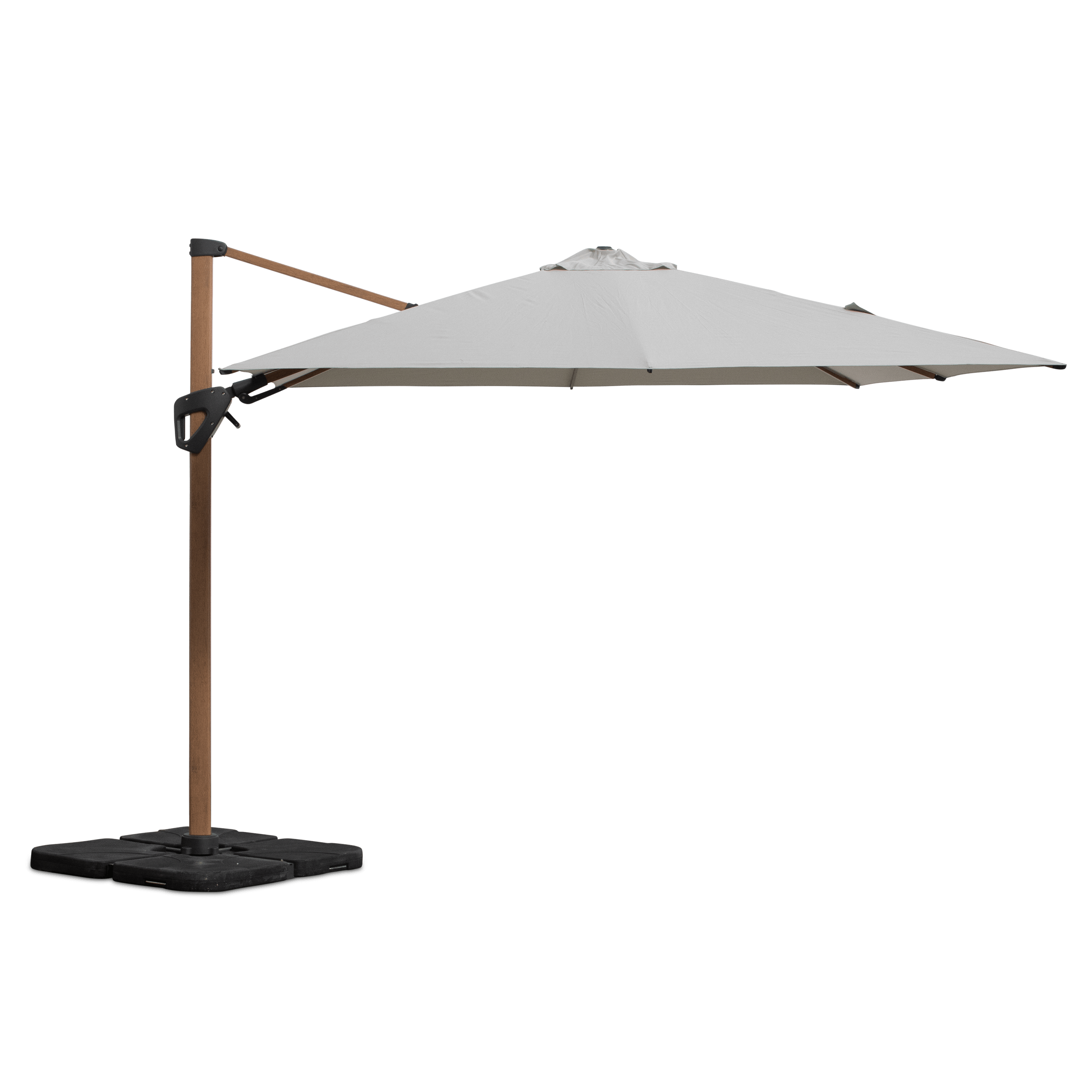 Oasis 3x3m Premium Outdoor Umbrella in Linen Olefin Fabric with 360D Rotating Function and Wood Grain Aluminium Frame