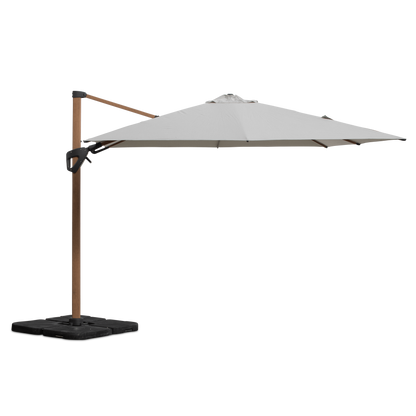 Oasis 3x3m Premium Outdoor Umbrella in Linen Olefin Fabric with 360D Rotating Function and Wood Grain Aluminium Frame