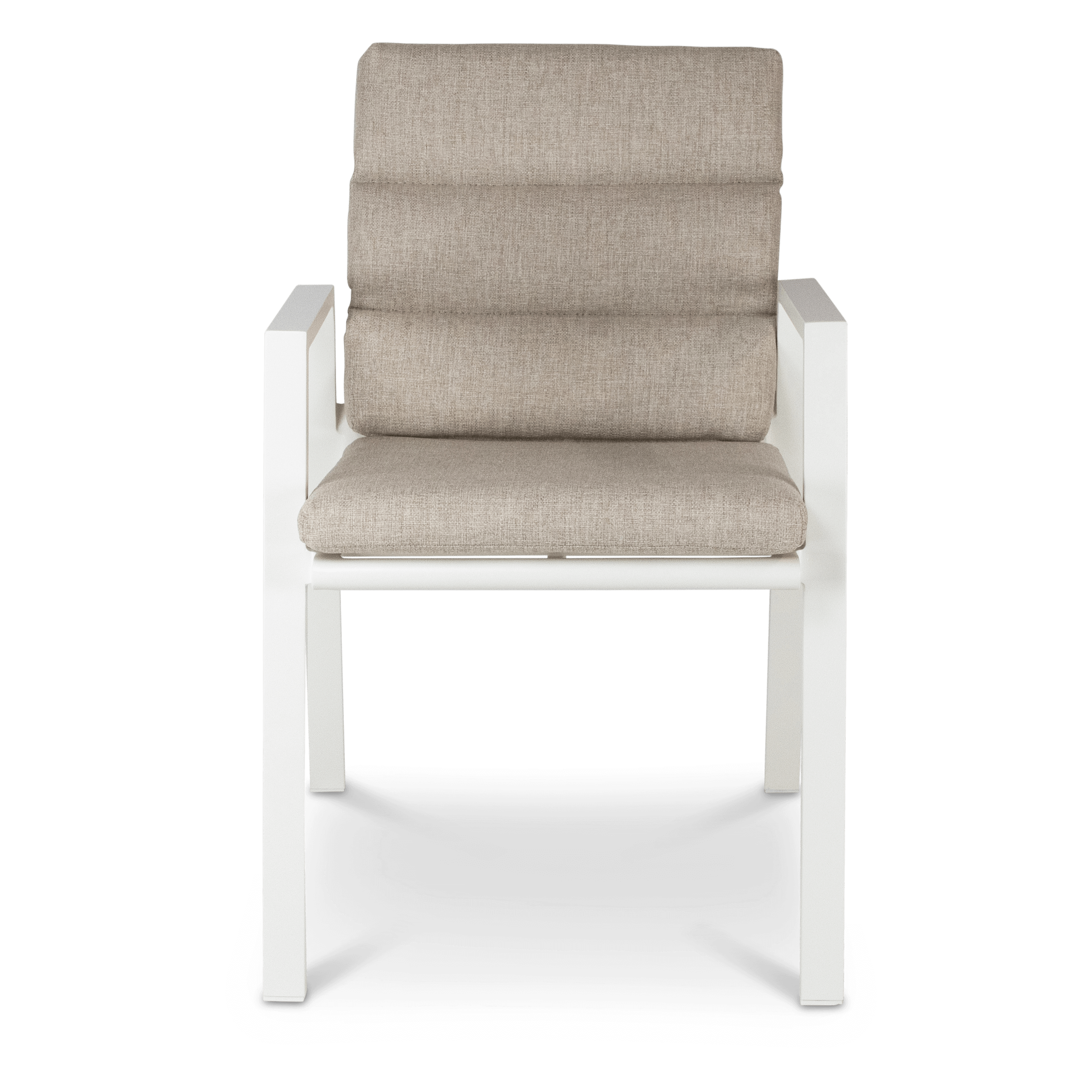 Aruba Dining Chair with Synthetic Leather Inset, Stone Olefin Cushions and Aluminium Frame