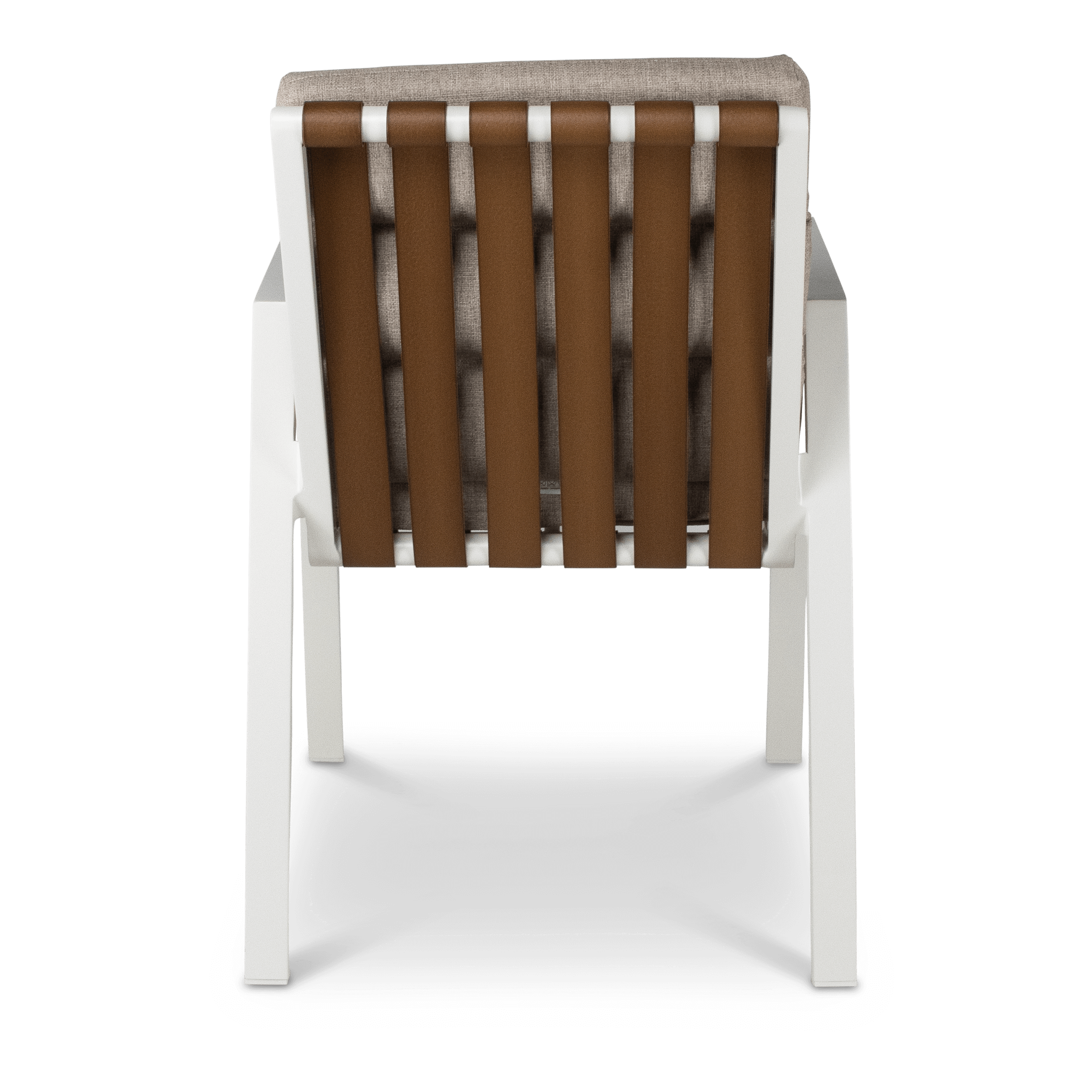 Aruba Dining Chair with Synthetic Leather Inset, Stone Olefin Cushions and Aluminium Frame