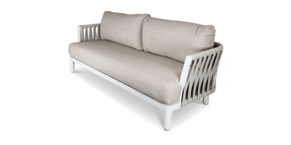 Bermuda 3 Seater with Sahara Sand Olefin Rope, Stone Olefin Cushions and Aluminium Frame