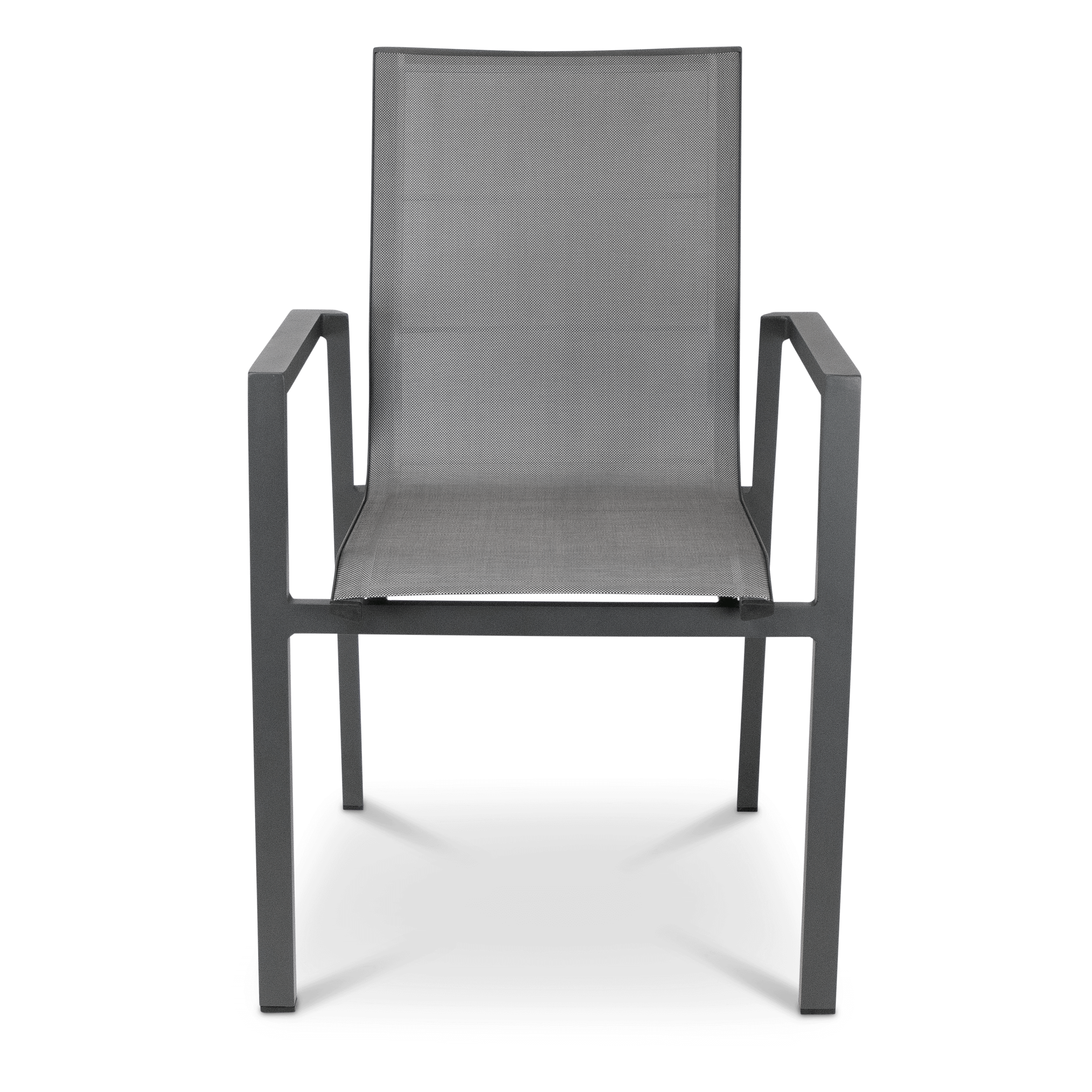 Corfu Dining Chair in Gunmetal Aluminium Frame and Charcoal Grey Textilene