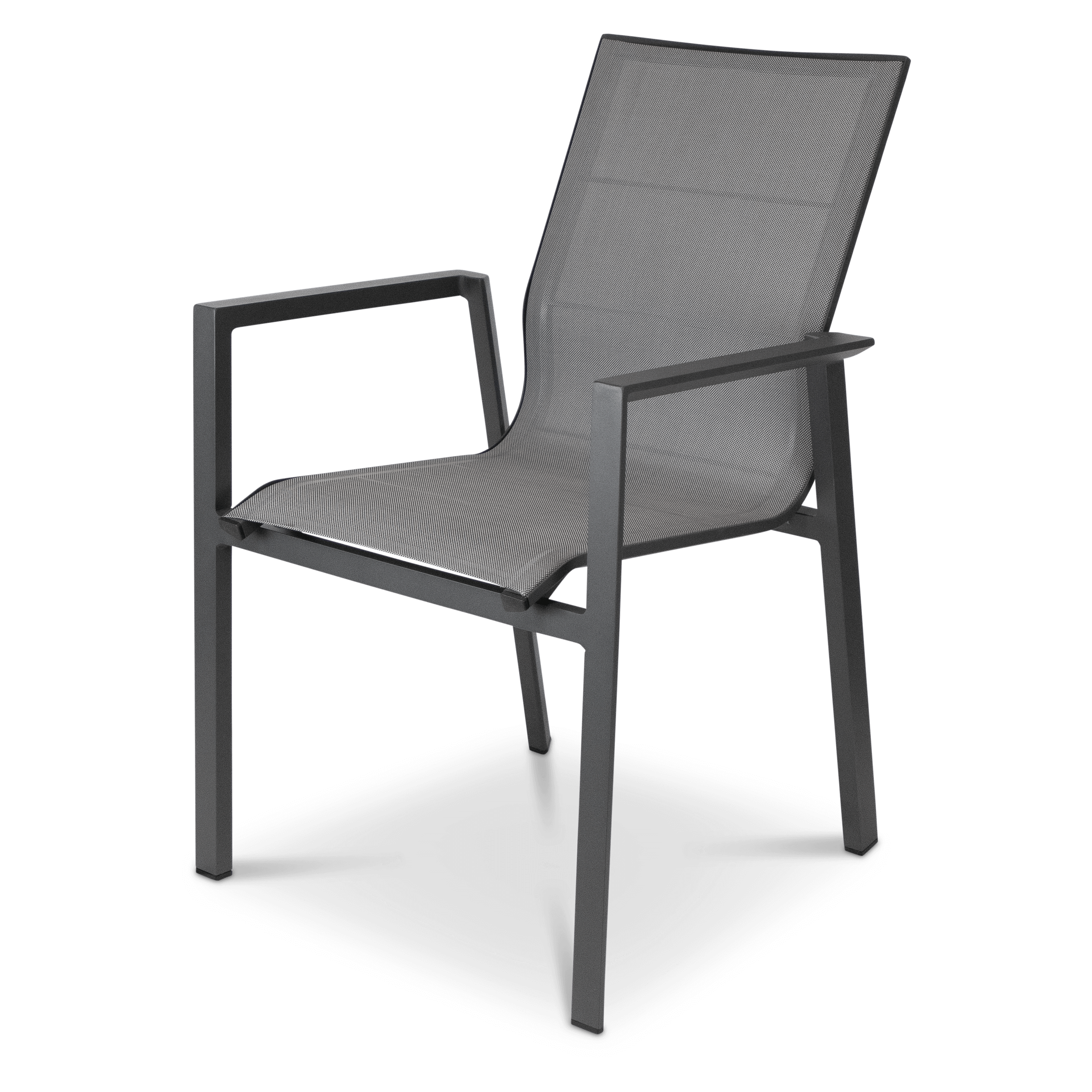 Corfu Dining Chair in Gunmetal Aluminium Frame and Charcoal Grey Textilene