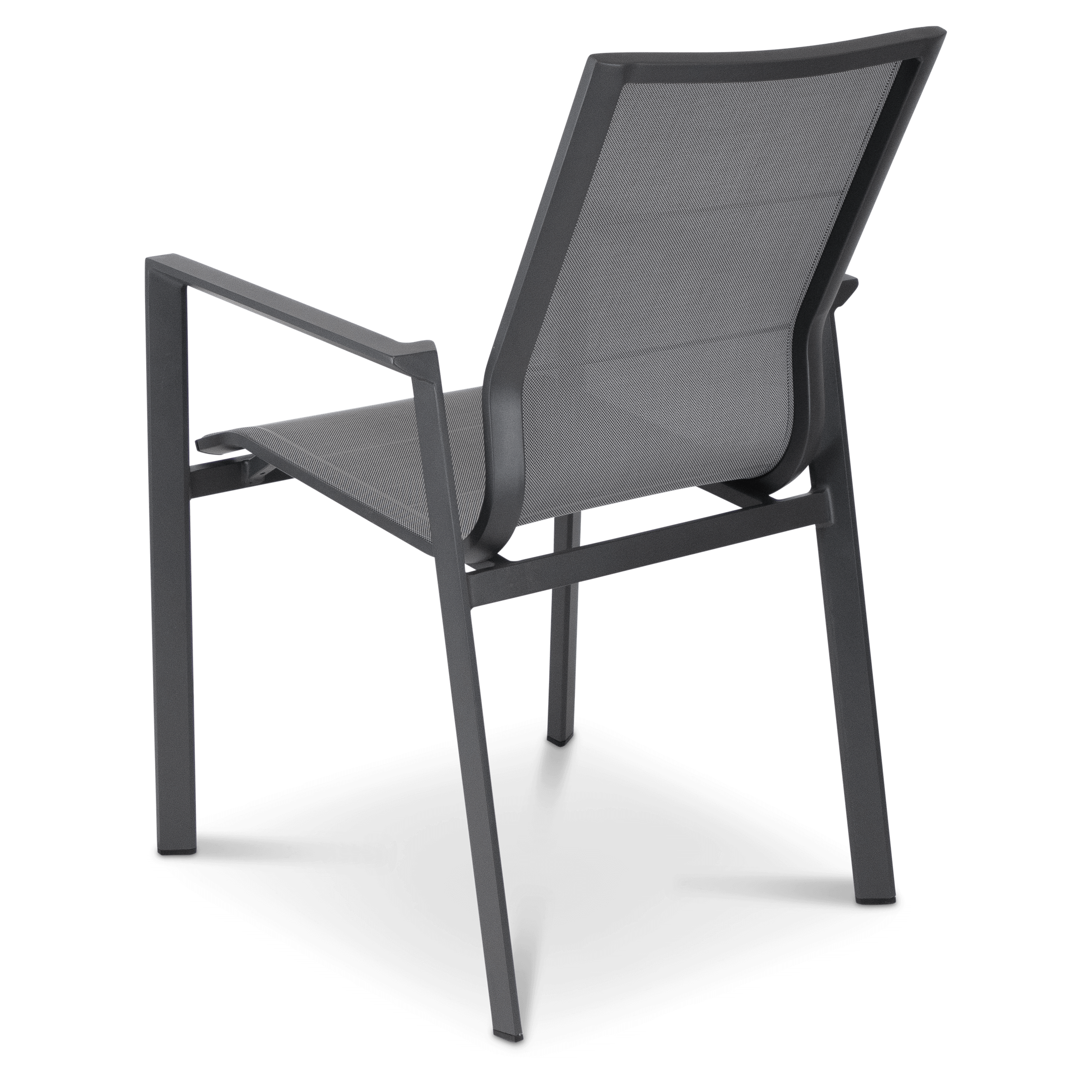 Corfu Dining Chair in Gunmetal Aluminium Frame and Charcoal Grey Textilene