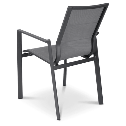 Corfu Dining Chair in Gunmetal Aluminium Frame and Charcoal Grey Textilene