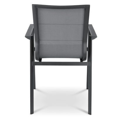 Corfu Dining Chair in Gunmetal Aluminium Frame and Charcoal Grey Textilene