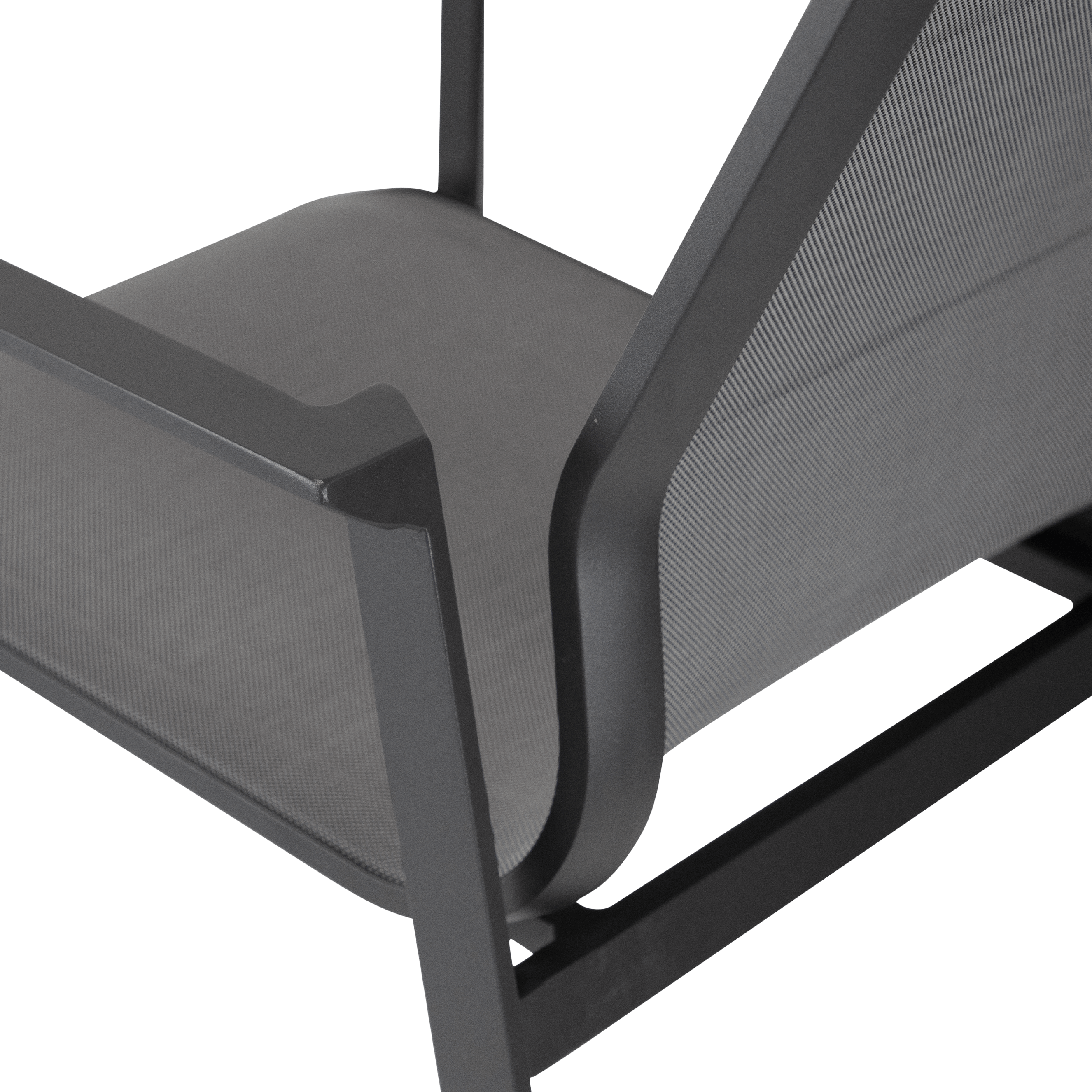 Corfu Dining Chair in Gunmetal Aluminium Frame and Charcoal Grey Textilene