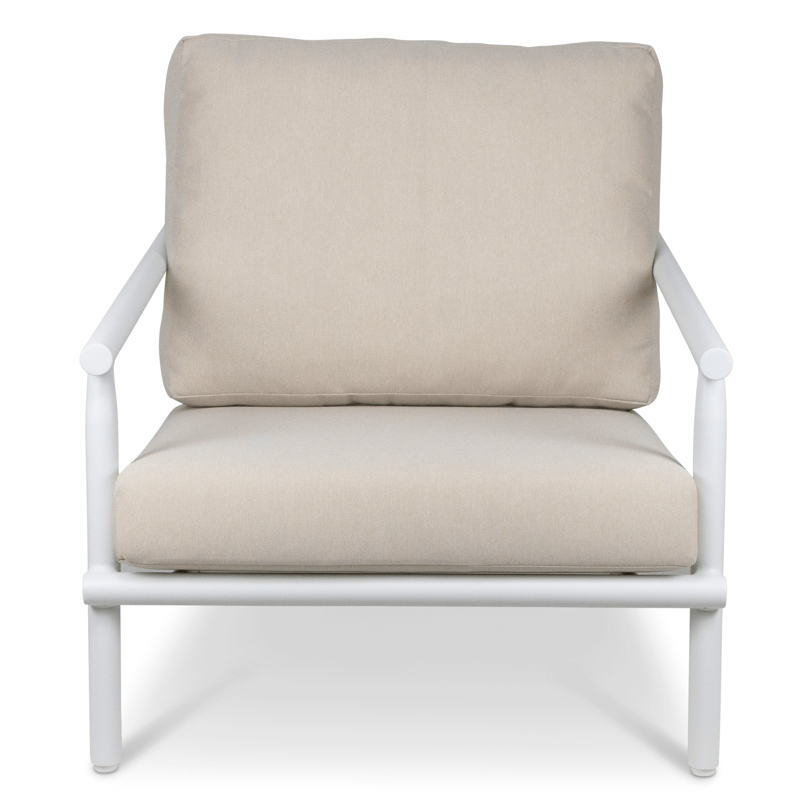 Havana Armchair in Arctic White with Dune Rope Inlay and Olefin Cushions