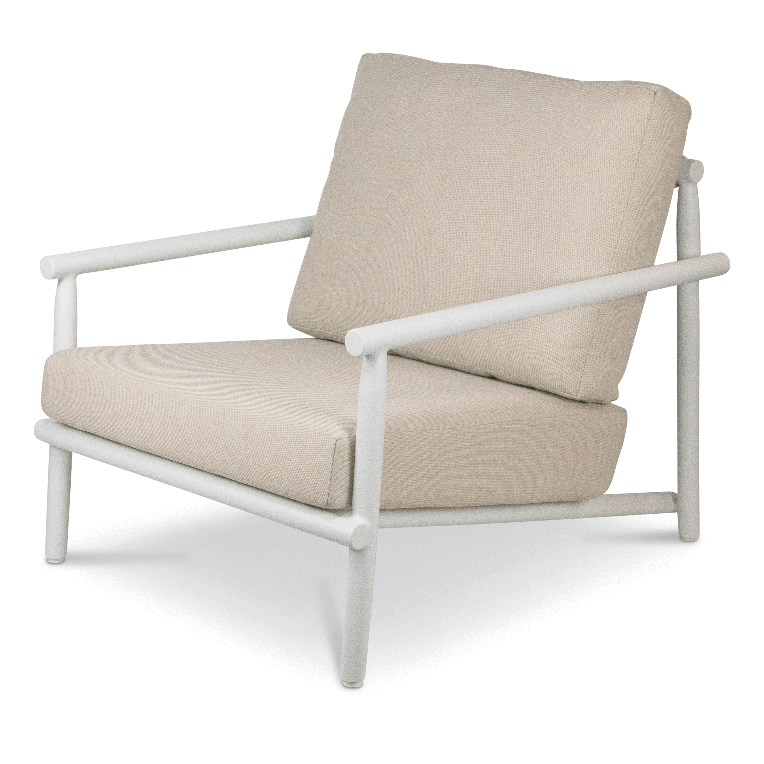 Havana Armchair in Arctic White with Dune Rope Inlay and Olefin Cushions