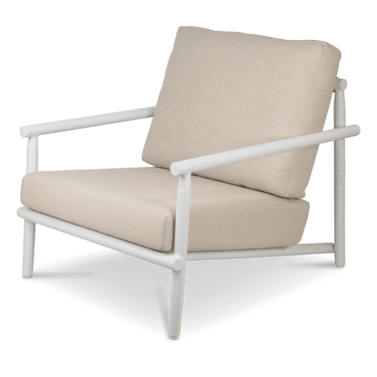 Havana Armchair in Arctic White with Dune Rope Inlay and Olefin Cushions