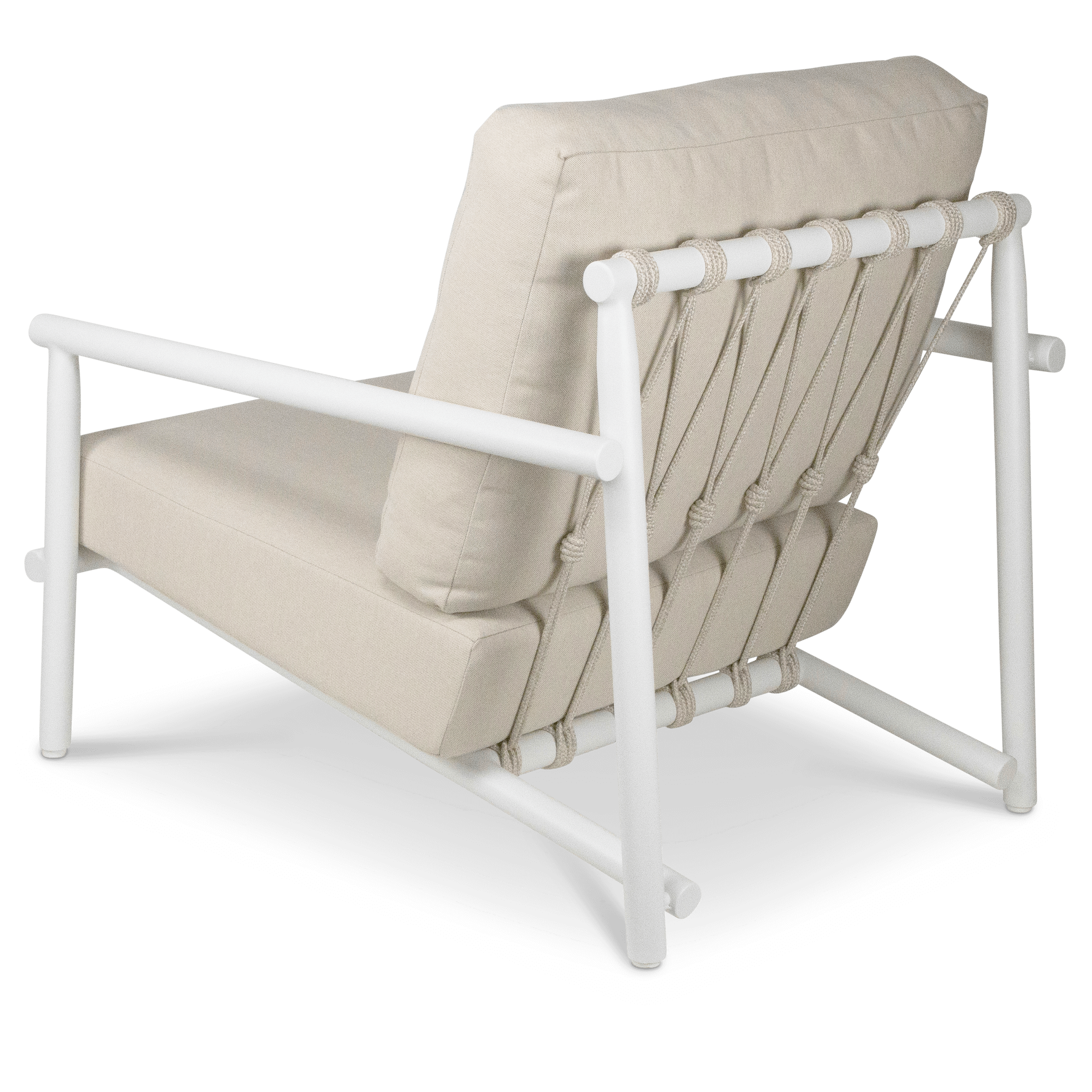 Havana Armchair in Arctic White with Dune Rope Inlay and Olefin Cushions