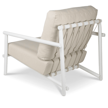 Havana Armchair in Arctic White with Dune Rope Inlay and Olefin Cushions