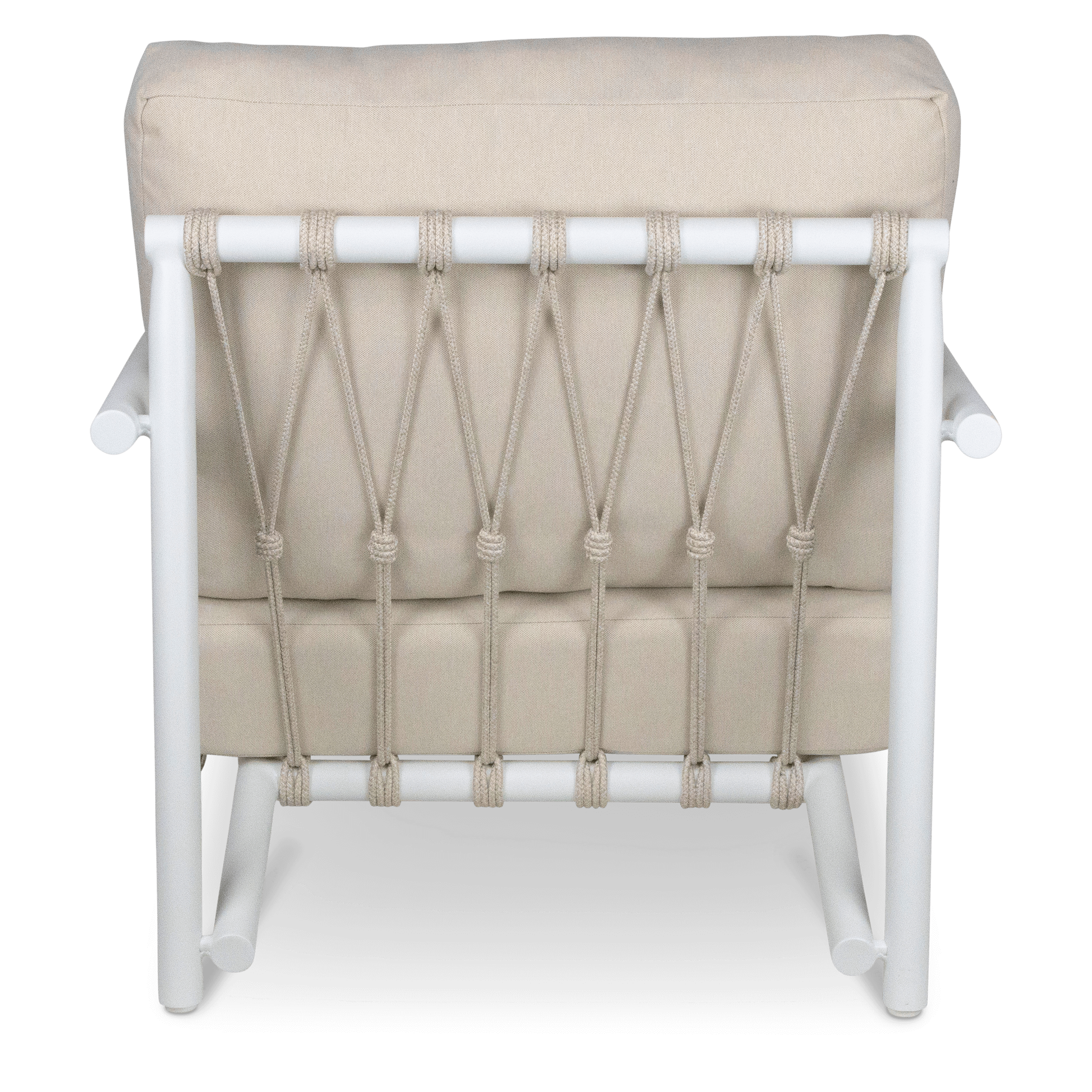 Havana Armchair in Arctic White with Dune Rope Inlay and Olefin Cushions